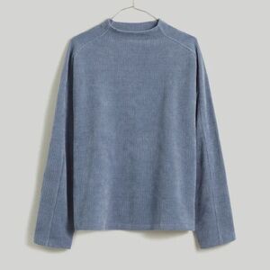 Madewell Striped Jacquard Funnelneck Top | Teapot Blue | Size XL